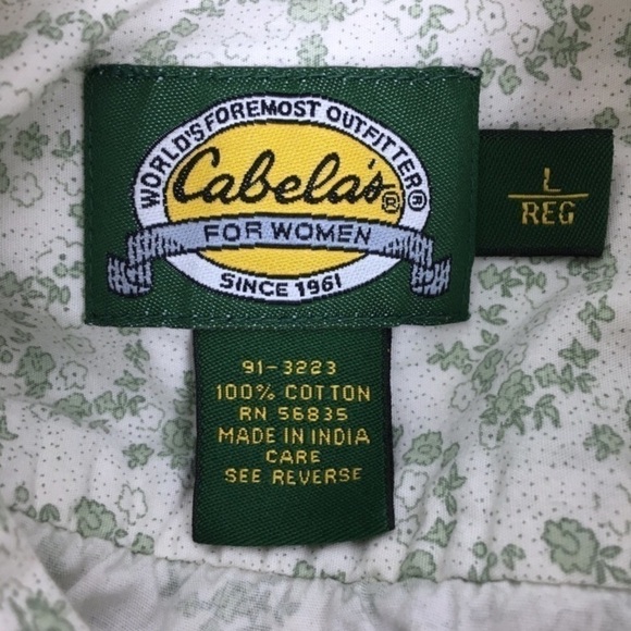 CABELAS Shirt Button Up Long Sleeve Floral Flowers Western Equestrian Size Large - Picture 5 of 10